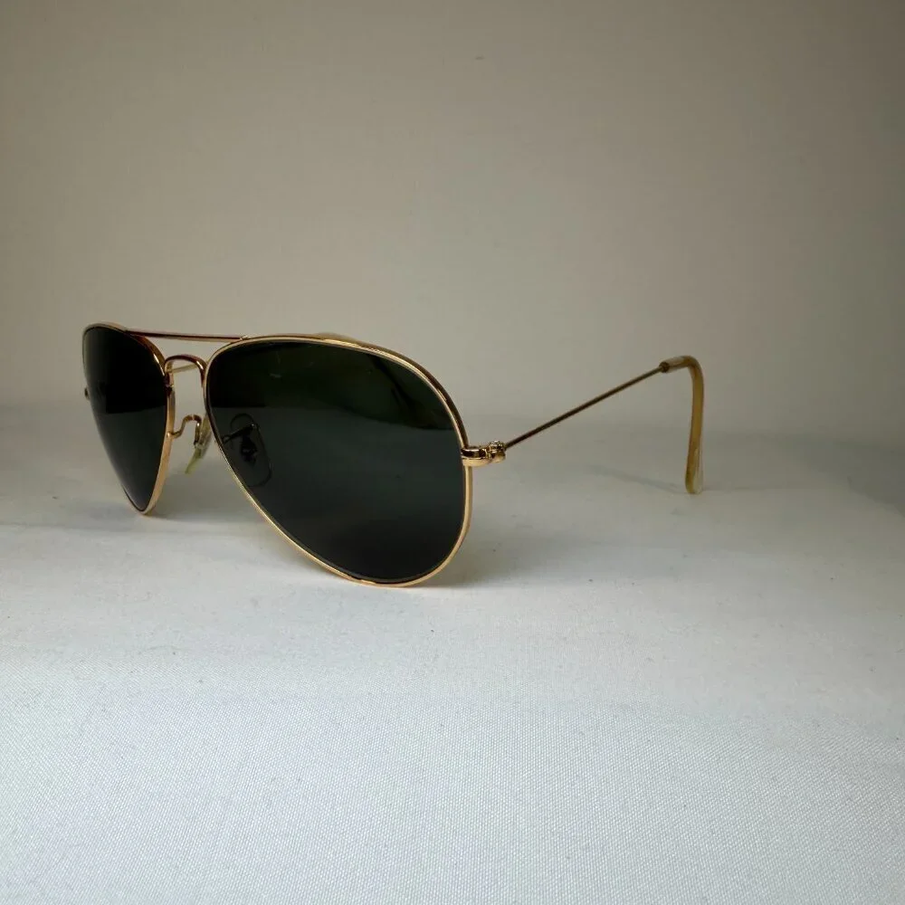 RAY BAN Gold Metal Aviator Sunglasses Small AUTHENTIC Vintage 80s